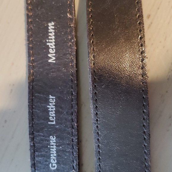 Fossil Black Leather Belt With stretch Large metal Black Beaded Sparkle Buckle M
